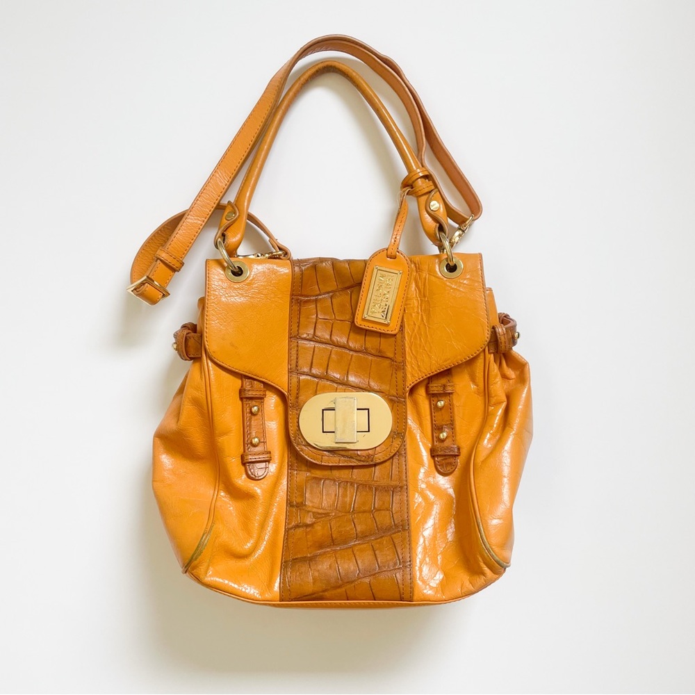 Vintage Y2K Badgley Mischka Cognac Yellow Large Hobo Bag